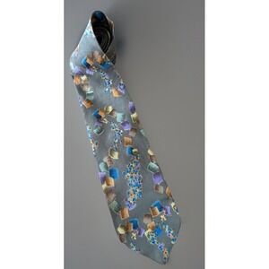 Pierre Balmain Paris Neckwear Tie Silver Geometric Italian 100% Silk JBHS